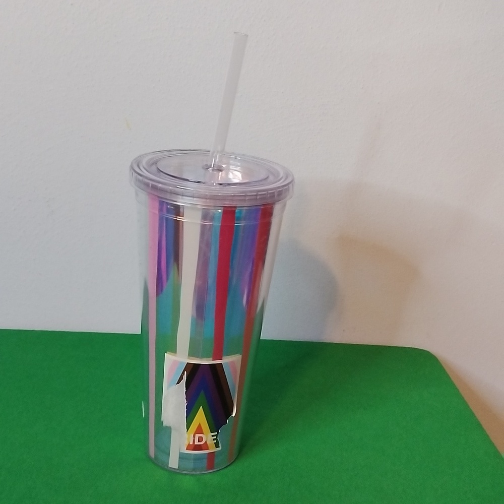 22.5 Oz. Metallic Striped Pride Tumbler With Straw